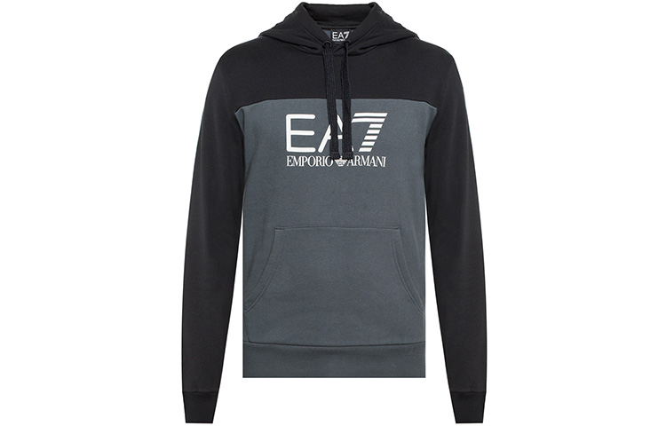 Emporio Armani EA7 Logo Print Colorblock Hoodie Anthracite 6ZPM38-PJ07Z-1994