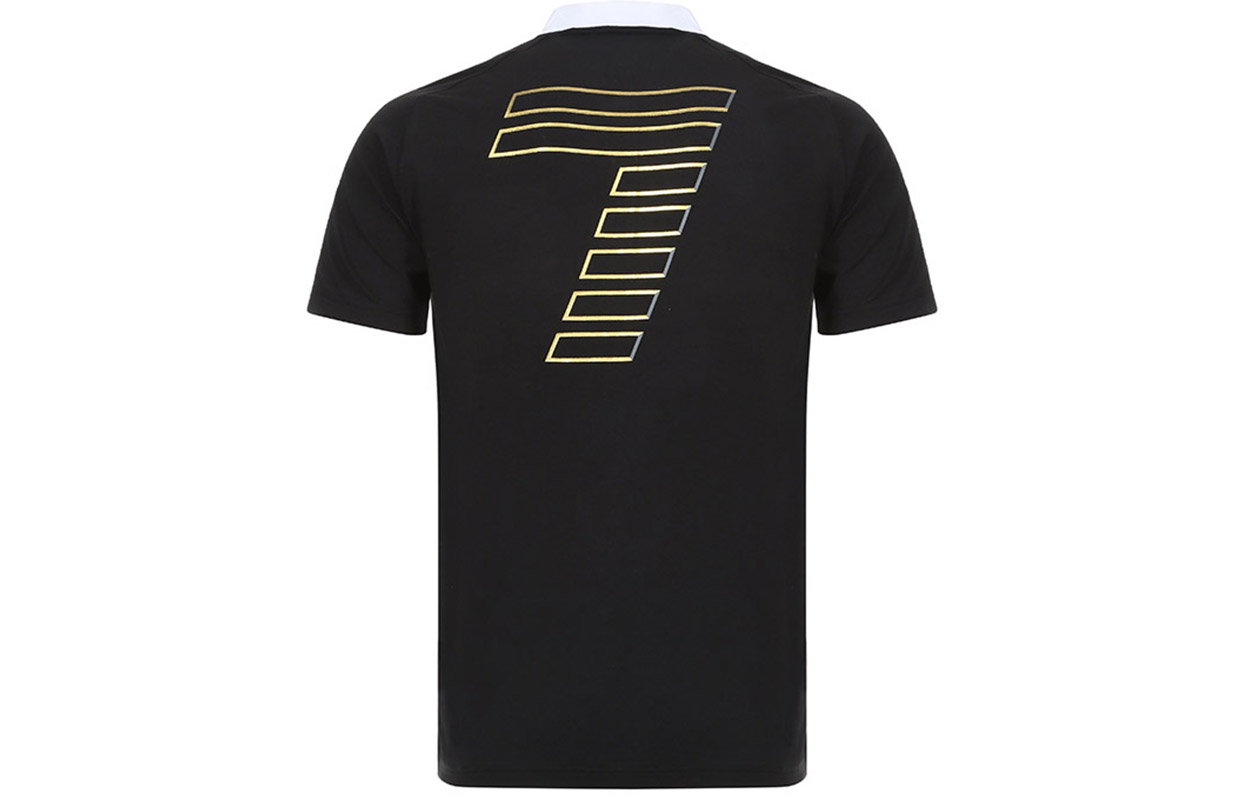 Lookbook 安普里奥·阿玛尼EA7徽标印彩块拼接黑金色POLO衫 3GPF60-PJL2Z-1200