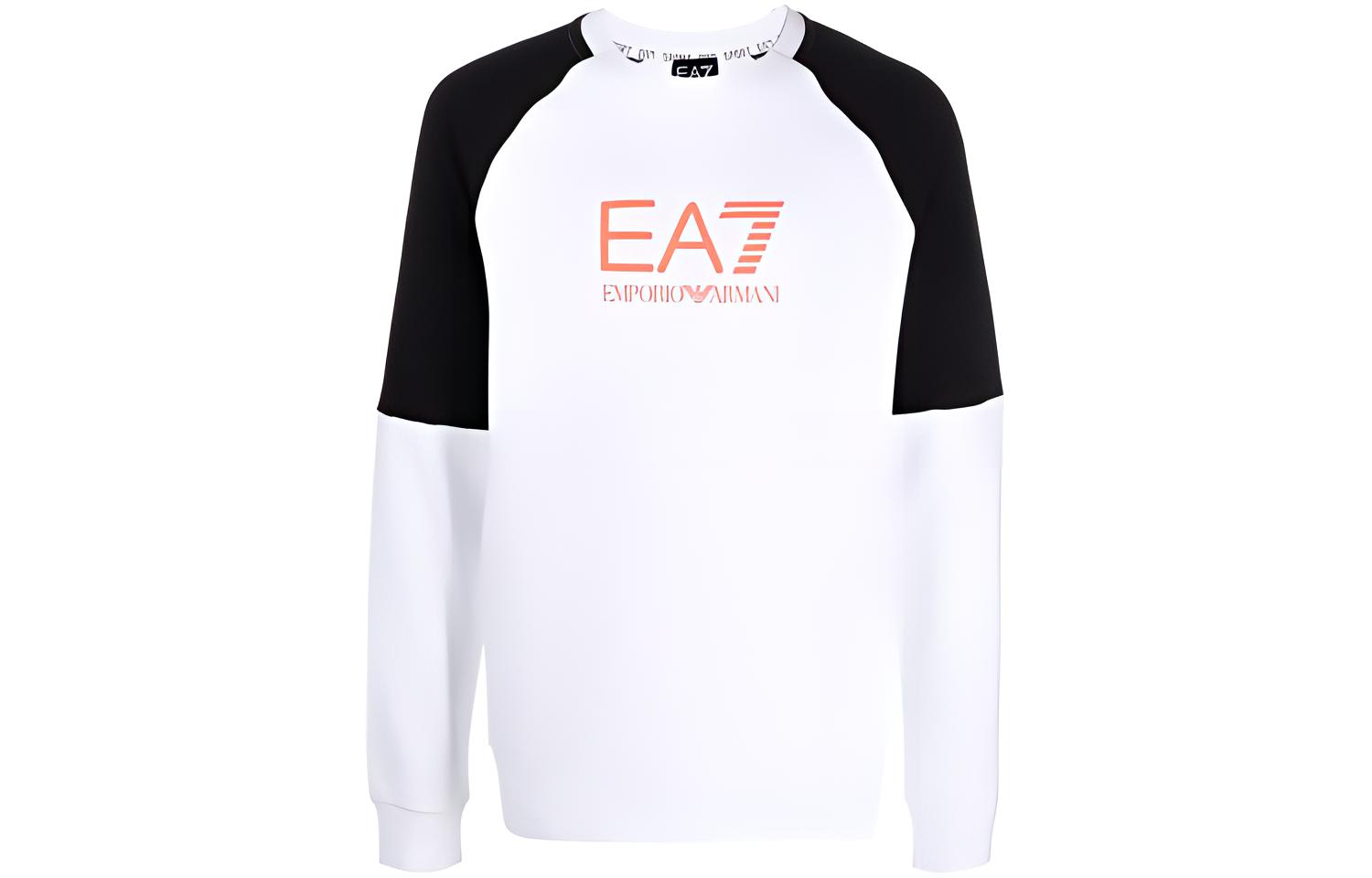 Emporio Armani EA7 Logo Print Colorblock Sweatshirt for Men - White 6KPM41-PJANZ-1100