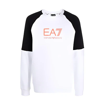 Emporio Armani EA7 Logo Print Colorblock Sweatshirt for Men - White 6KPM41-PJANZ-1100