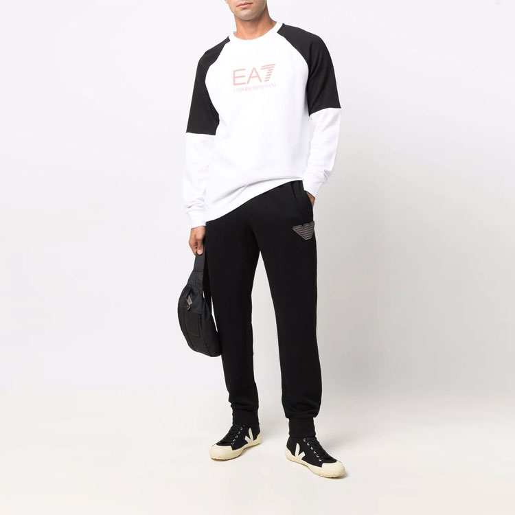 Lookbook Emporio Armani EA7 男士拼色标志印花卫衣 - 白色 6KPM41-PJANZ-1100