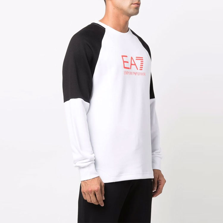 Shop Emporio Armani EA7 男士拼色标志印花卫衣 - 白色 6KPM41-PJANZ-1100