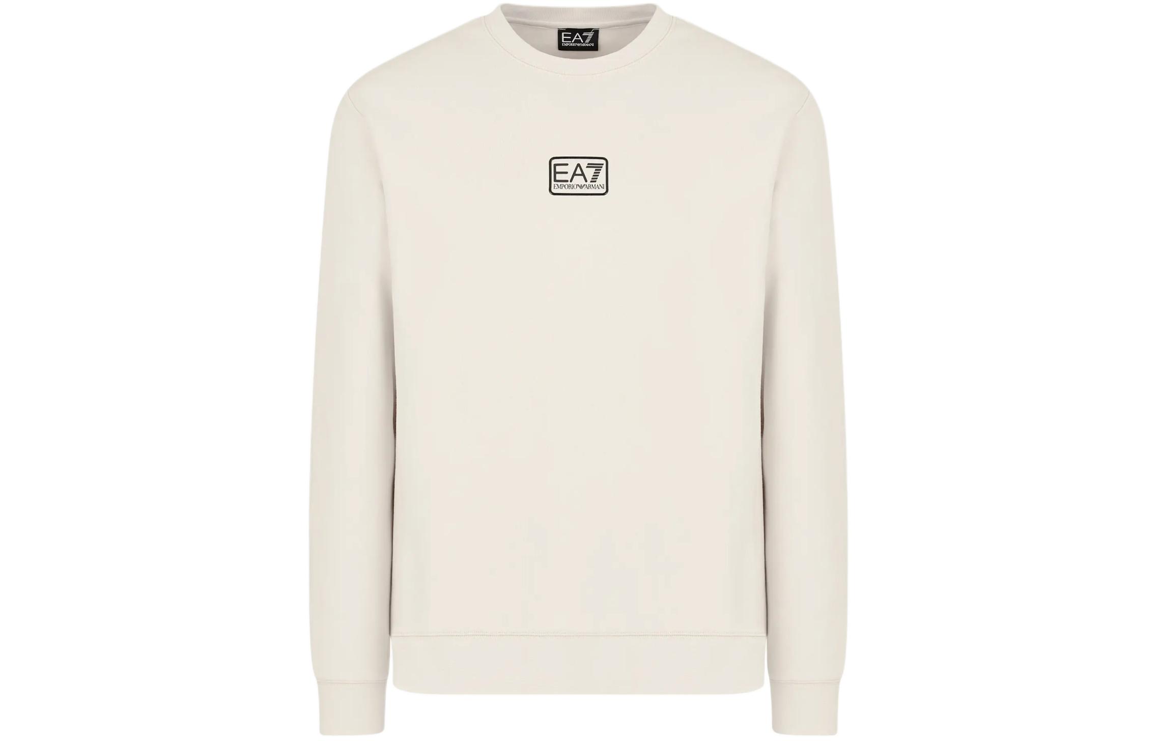 Emporio Armani EA7 Logo Print Crewneck Beige Sweatshirt SS24 3DPM92-PJ07Z-1946
