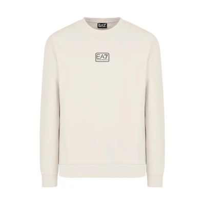 Emporio Armani EA7 Logo Print Crewneck Beige Sweatshirt SS24 3DPM92-PJ07Z-1946