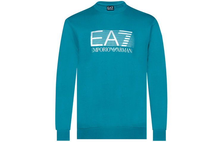 Emporio Armani EA7 Logo Print Crewneck Long-Sleeve Sweatshirt Deep Sky Blue Men 6LPM60-PJ05Z-0572