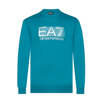 Emporio Armani EA7 Logo Print Crewneck Long-Sleeve Sweatshirt Deep Sky Blue Men 6LPM60-PJ05Z-0572