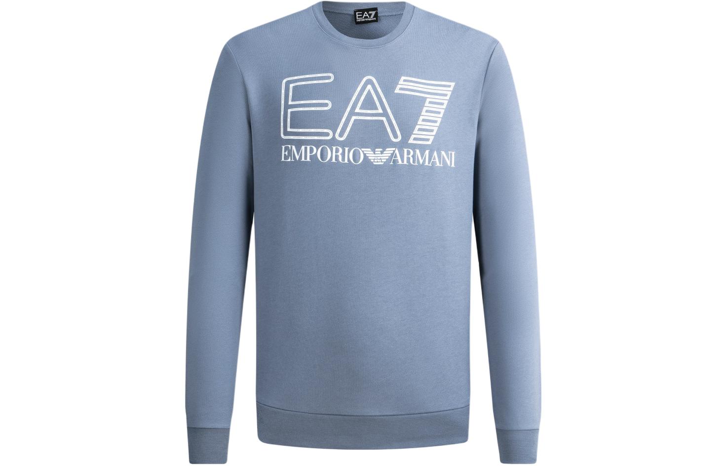 Emporio Armani EA7 Logo Print Crewneck Long Sleeve Sweatshirt Blue 6RPM08-PJSHZ-1531