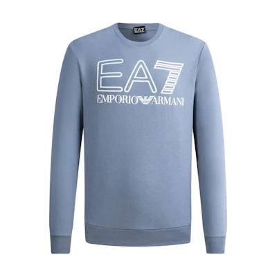 Emporio Armani EA7 Logo Print Crewneck Long Sleeve Sweatshirt Blue 6RPM08-PJSHZ-1531