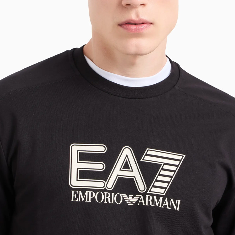 Emporio Armani EA7 Logo Print Crewneck Long Sleeve Sweatshirt Black Men FW24 6DPM60-PJVRZ-1200 圖 5