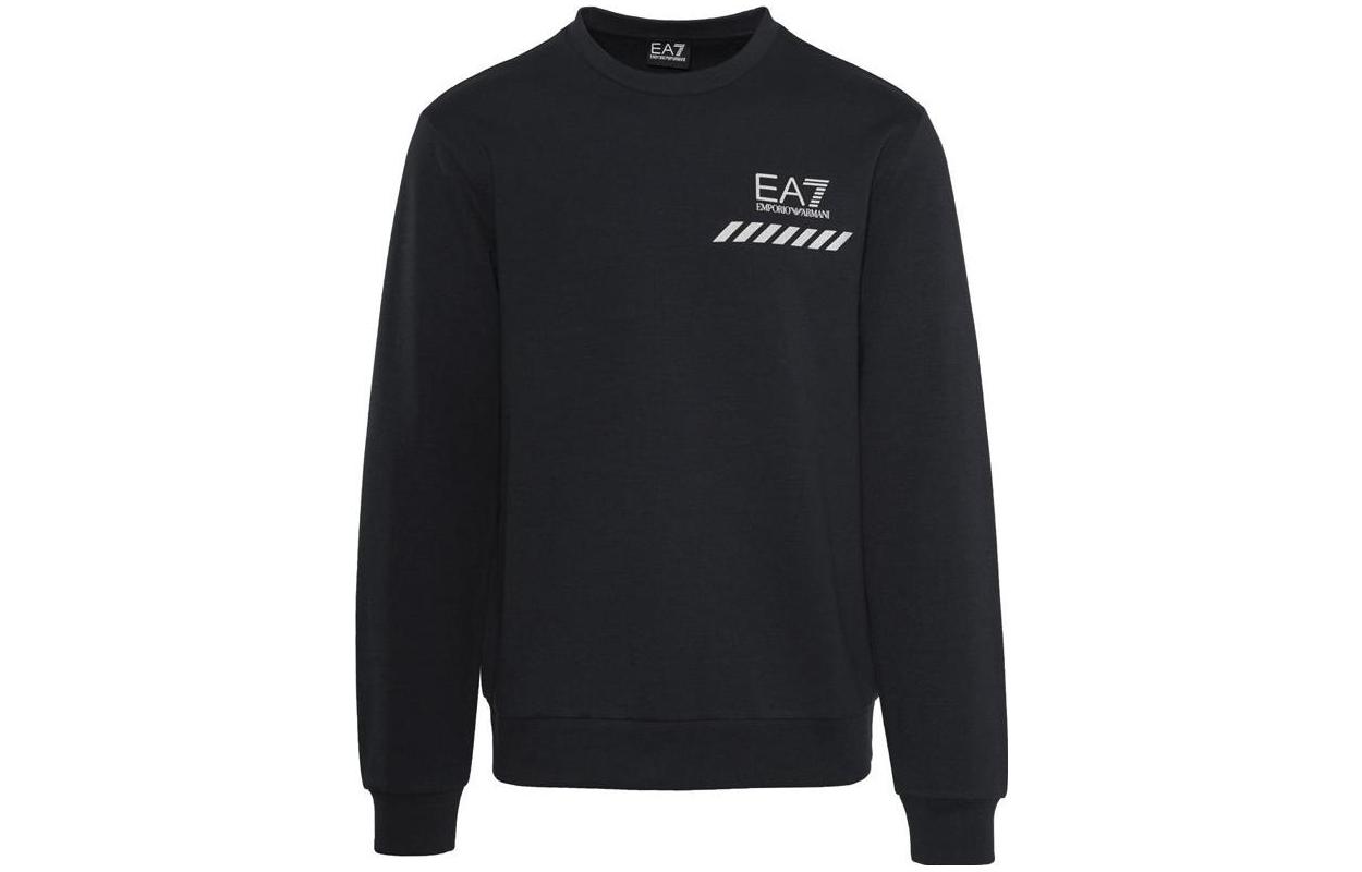 Emporio Armani EA7 Logo Print Crewneck Pullover Sweatshirt Black 3KPM85-PJARZ-1200