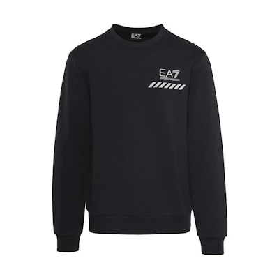 Emporio Armani EA7 Logo Print Crewneck Pullover Sweatshirt Black 3KPM85-PJARZ-1200
