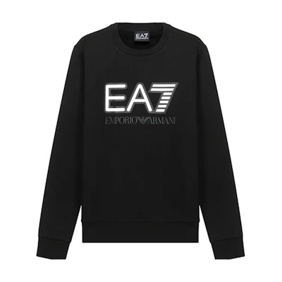 Emporio Armani EA7 Logo Print Crewneck Pullover Sweatshirt Black 6HPM60-PJ05Z-0200