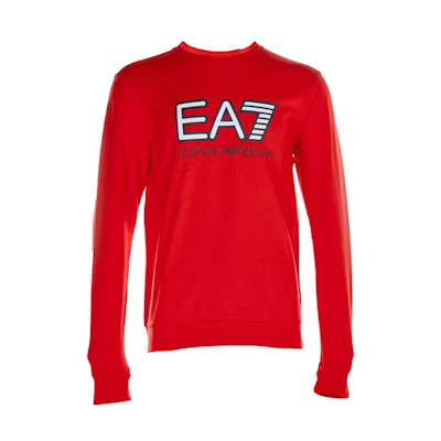 Emporio Armani EA7 Logo Print Crewneck Pullover Sweatshirt Red () 6HPM60-PJ05Z-1451