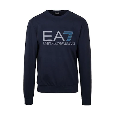Emporio Armani EA7 Logo Print Crewneck Sweatshirt Blue 3GPM13-J05Z-1554