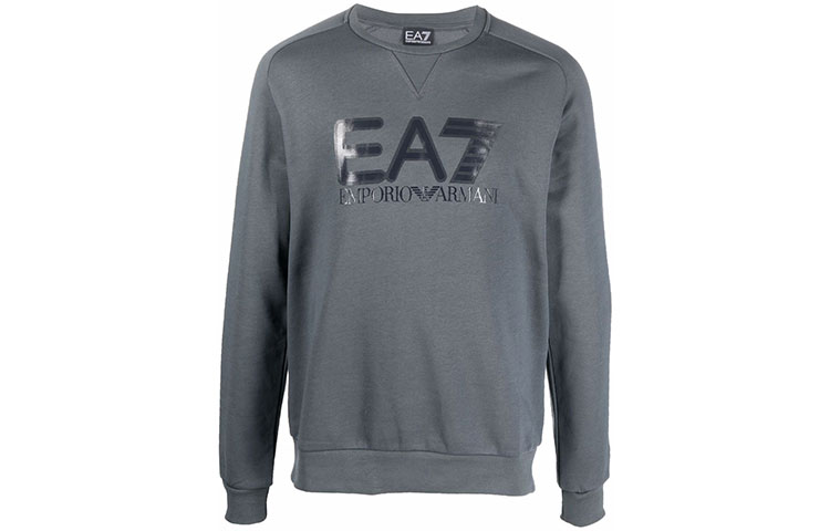 Emporio Armani EA7 Logo Print Crewneck Sweatshirt Gray 6KPM15-PJ07Z-1977