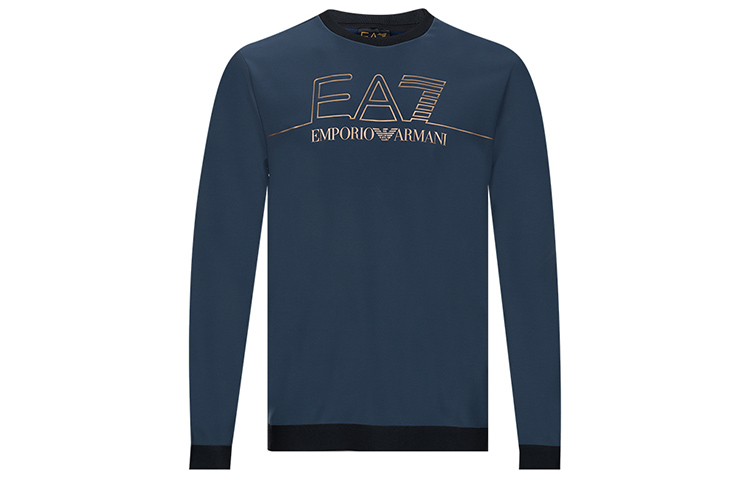 Emporio Armani EA7 Logo Print Crewneck Sweatshirt Blue Long Sleeve 6KPM38-PJCCZ-1554