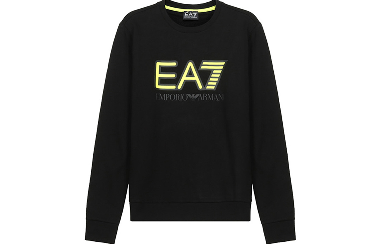 Emporio Armani EA7 Logo Print Crewneck Sweatshirt Black/Yellow 6HPM60-PJ05Z-1200