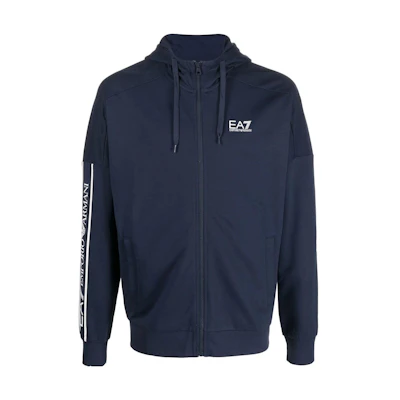 Emporio Armani EA7 Logo Print Drawstring Hooded Jacket Navy Blue SS23 3RPM63-PJ05Z-1554