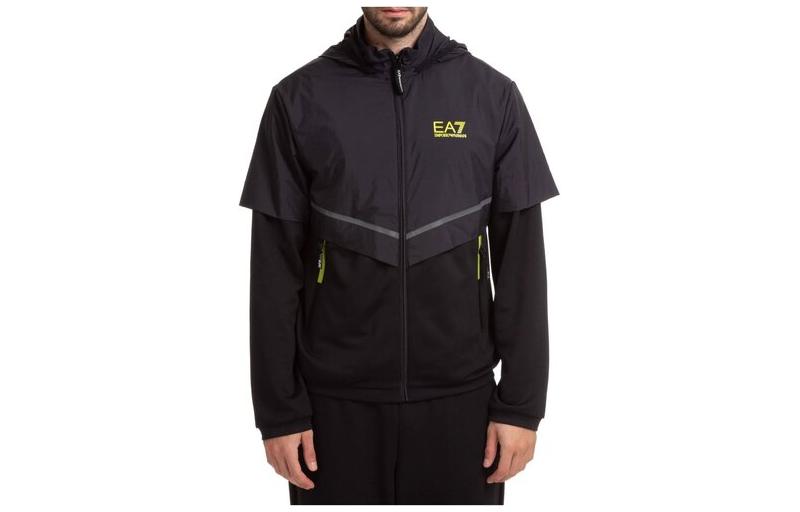 Emporio Armani EA7 Logo Print Dual-Layer Jacket Black 6KPM95-PJ16Z-1200