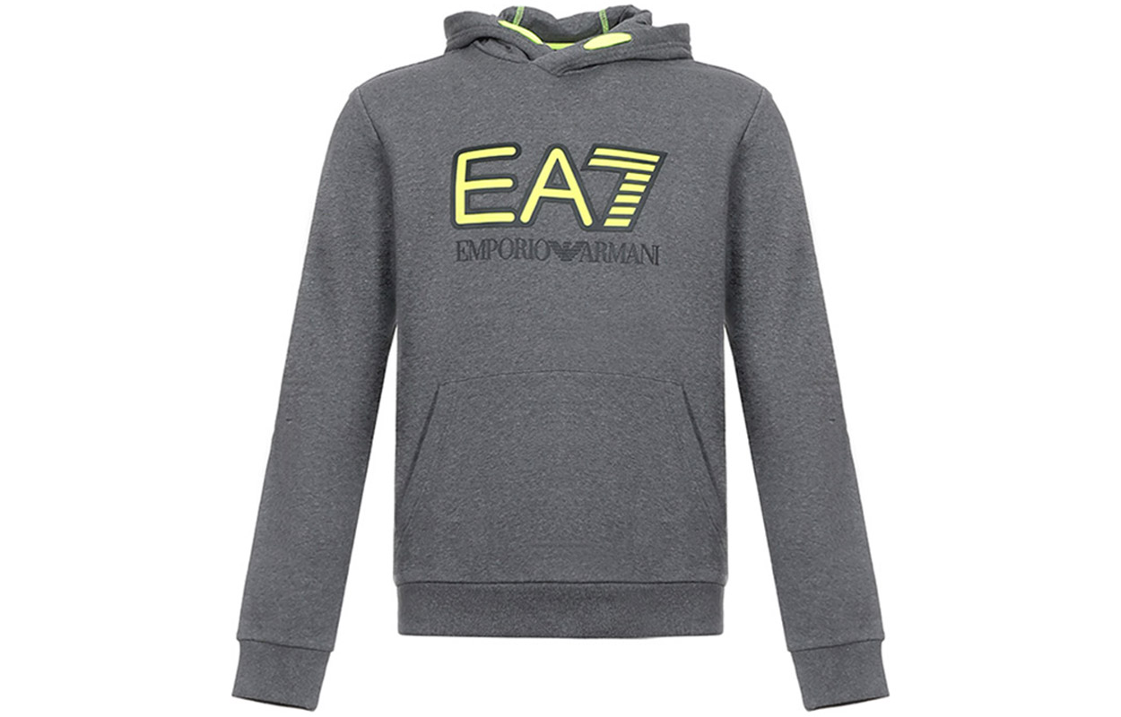 Emporio Armani EA7 Logo Print Fleece Hoodie - Dark Gray 6HPM17-PJ07Z-3925