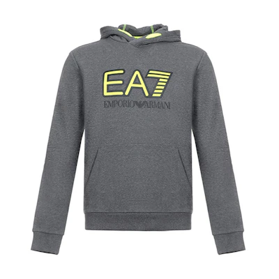 Emporio Armani EA7 Logo Print Fleece Hoodie - Dark Gray 6HPM17-PJ07Z-3925