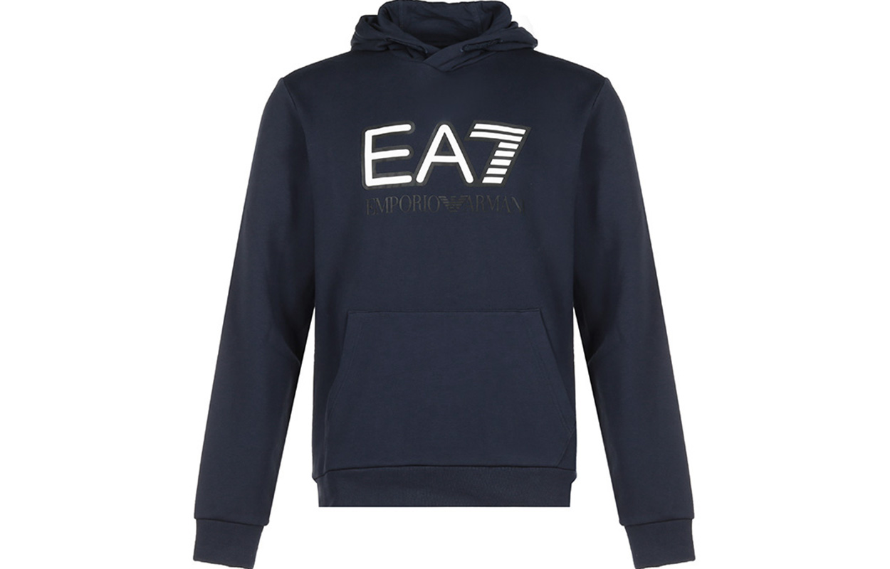 Emporio Armani EA7 Logo Print Fleece Hoodie for Men in Navy Blue 6HPM17-PJ07Z-0554 圖 2