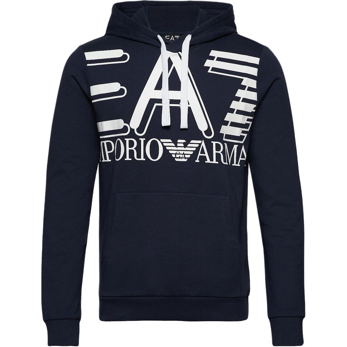 Emporio Armani EA7 Logo Print Hoodie Deep Blue 3HPM28-PJ05Z-0554