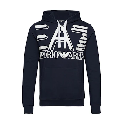Emporio Armani EA7 Logo Print Hoodie Deep Blue 3HPM28-PJ05Z-0554