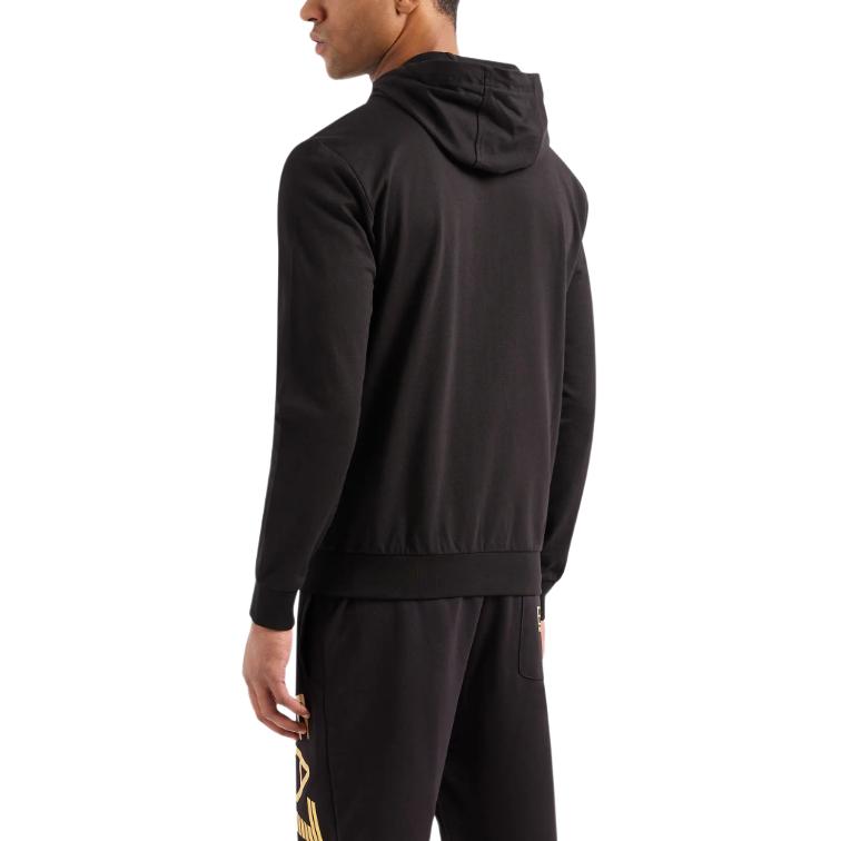 Shop Emporio Armani EA7 Logo Hoodie Zip Lelaki Hitam SS24 8NPM13-PJ05Z-0208