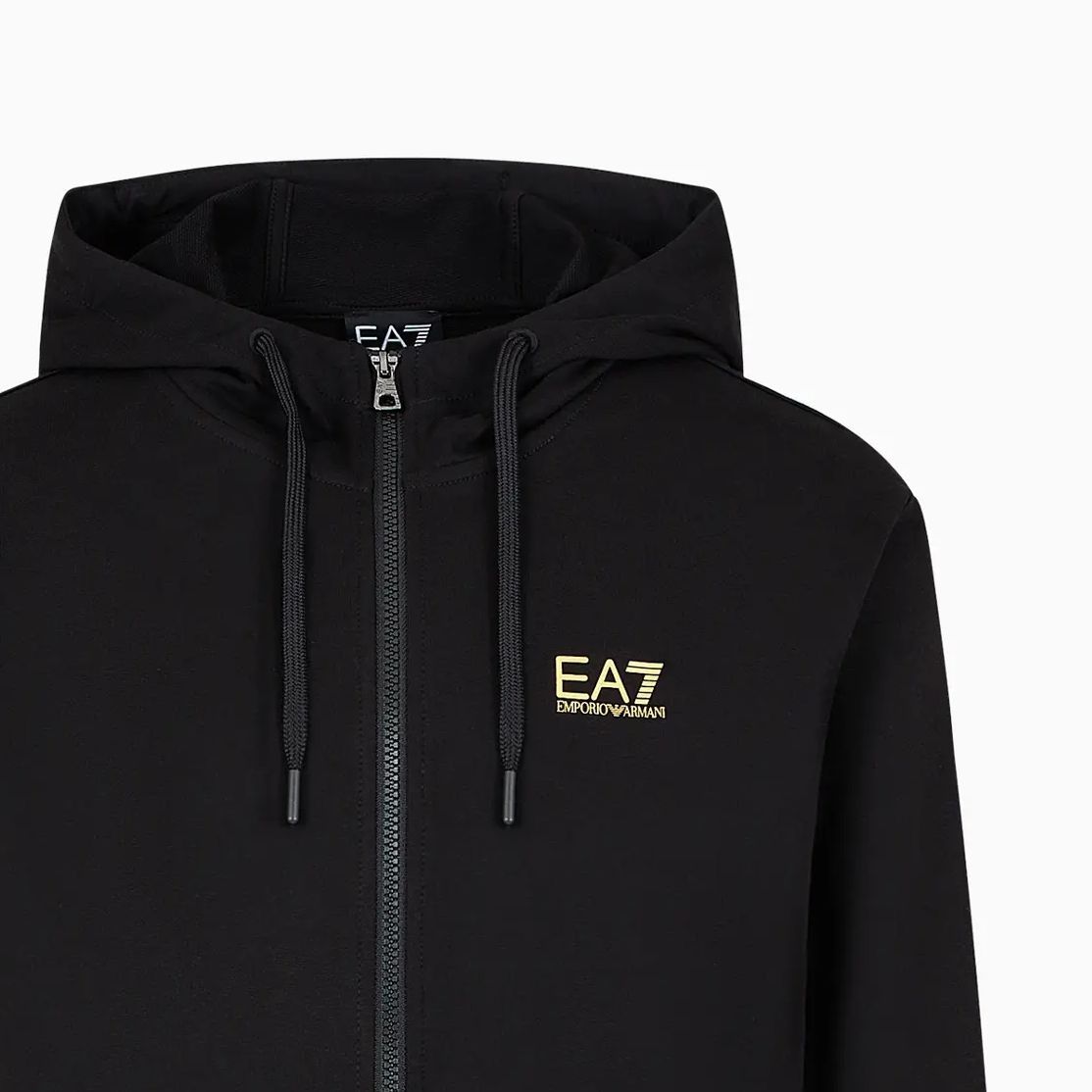 Details for Emporio Armani EA7 Logo Hoodie Zip Lelaki Hitam SS24 8NPM13-PJ05Z-0208