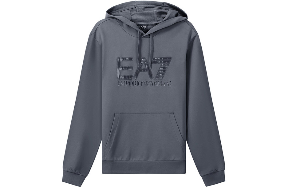 Emporio Armani EA7 Logo Print Hoodie Iron Grey 6KPM62-PJ05Z-1977