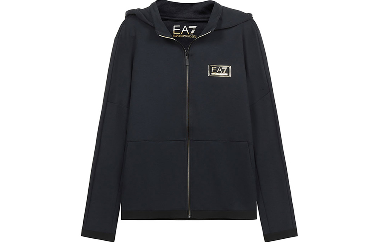 Emporio Armani EA7 Logo Print Hoodie Jacket - Navy Blue 6HPM74-PJF3Z-1578