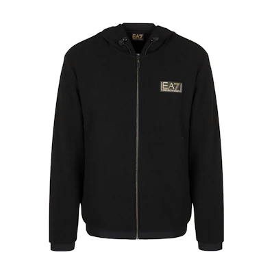 EMPORIO ARMANI EA7 Logo Print Hoodie Jacket Black 6RPM69-PJG1Z-1200