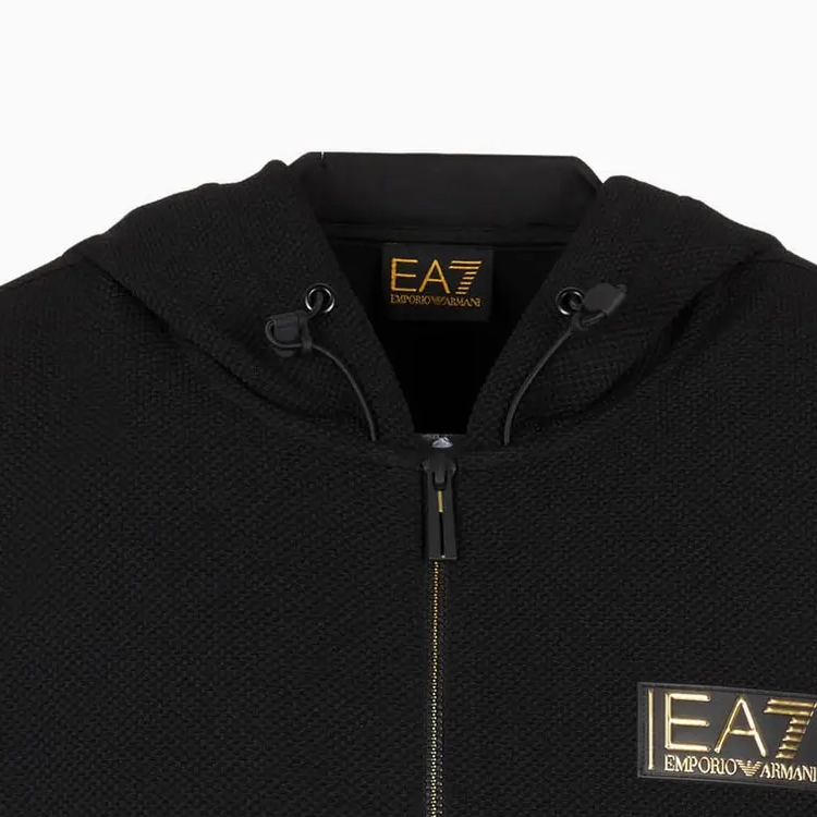 Details for EMPORIO ARMANI EA7 Logo Print Hoodie Jacket  Black 6RPM69-PJG1Z-1200