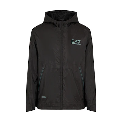 Emporio Armani EA7 Logo Print Hoodie Jacket Black 3DPB03-PNFHZ-1200