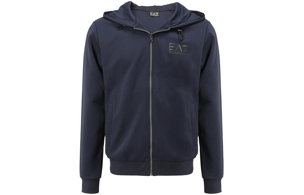 Emporio Armani EA7 Logo Print Hoodie Jacket Casual Deep Blue 3LPM82-PJARZ-1554