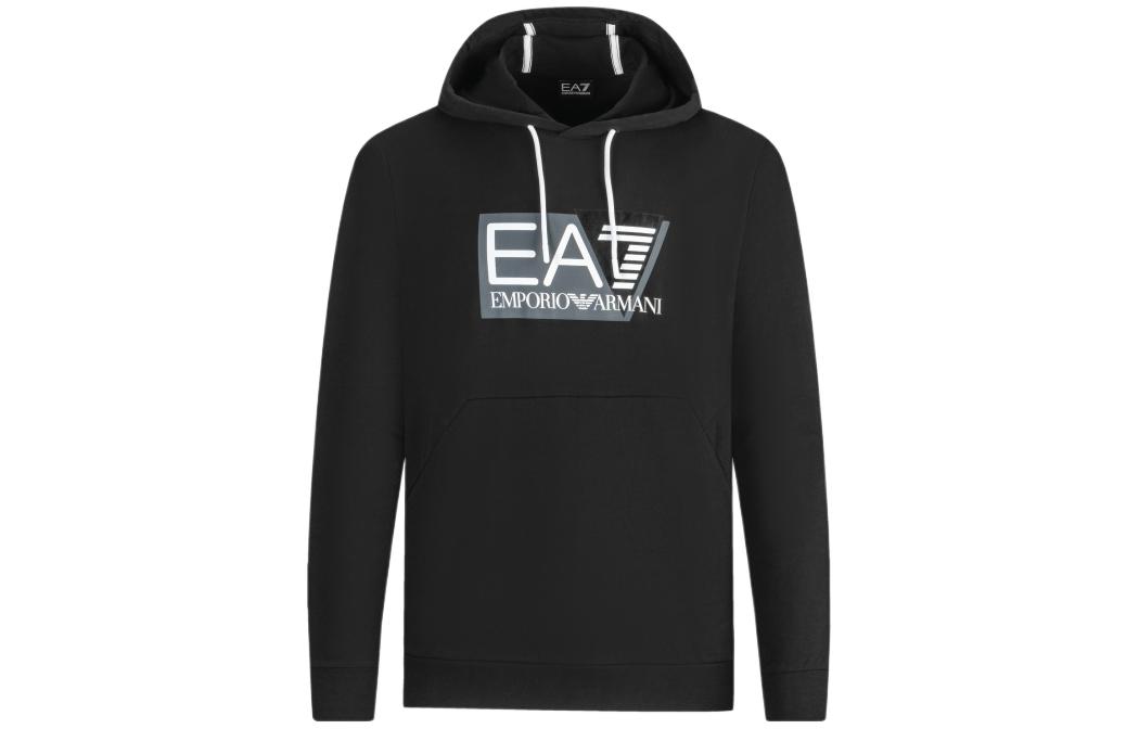 Emporio Armani EA7 Logo Print Hoodie Men’s Black Long Sleeve Sweatshirt 3DPM62-PJ05Z-1200