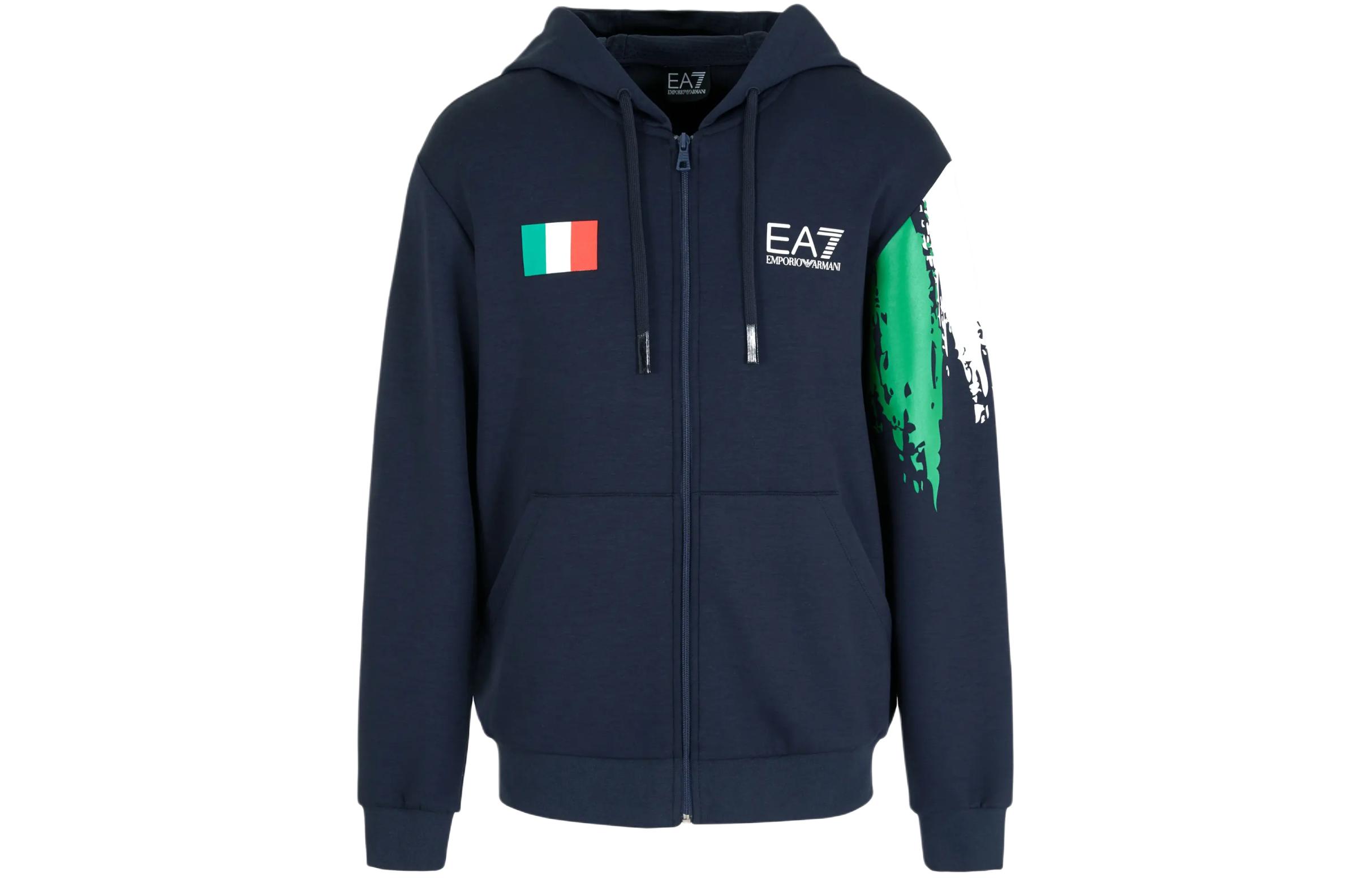 Emporio Armani EA7 Logo Print Hoodie Navy - SS24 3DPM51-PJUNZ-0505