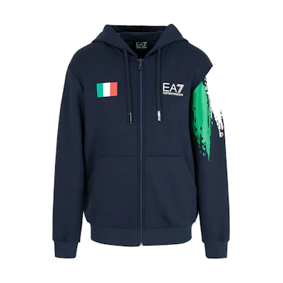 Emporio Armani EA7 Logo Print Hoodie Navy - SS24 3DPM51-PJUNZ-0505