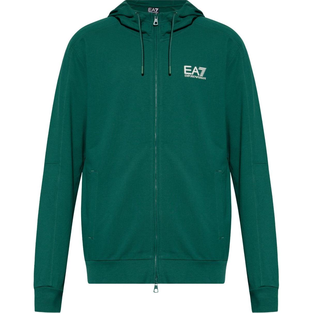 Emporio Armani EA7 Logo Print Hoodie Zip-Up Sweatshirt Green SS24 6DPM53-PJVRZ-1823