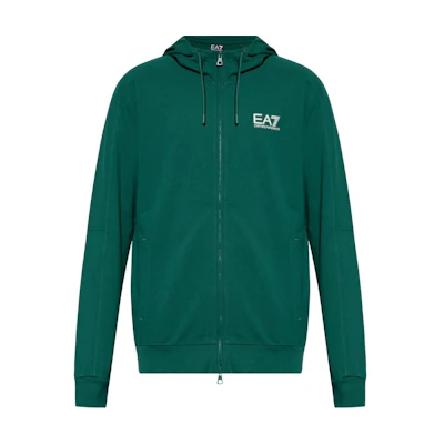 Emporio Armani EA7 Logo Print Hoodie Zip-Up Sweatshirt Green SS24 6DPM53-PJVRZ-1823
