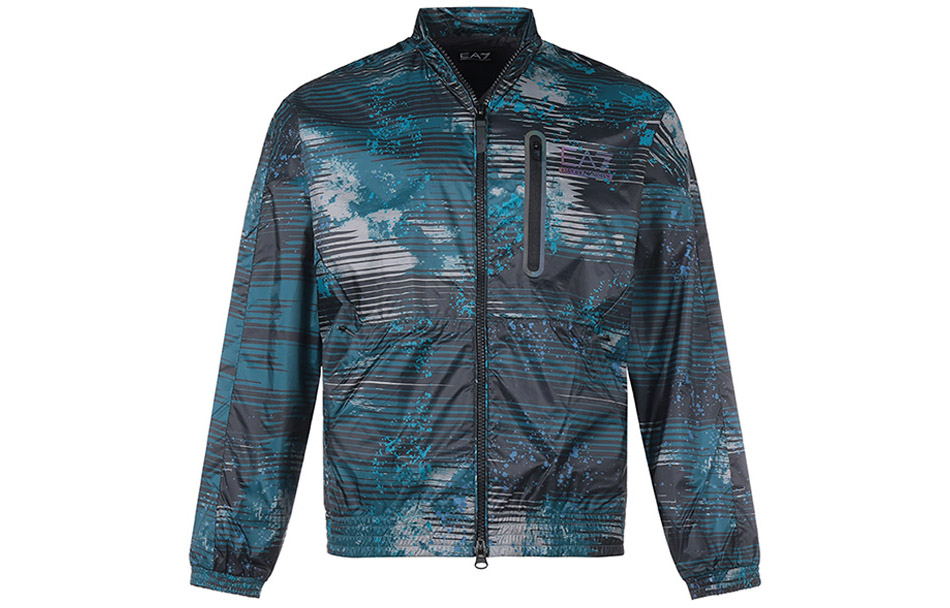 Emporio Armani EA7 Logo Print Lightweight Zip Jacket Black 6LPB19-PN2TZ-2206