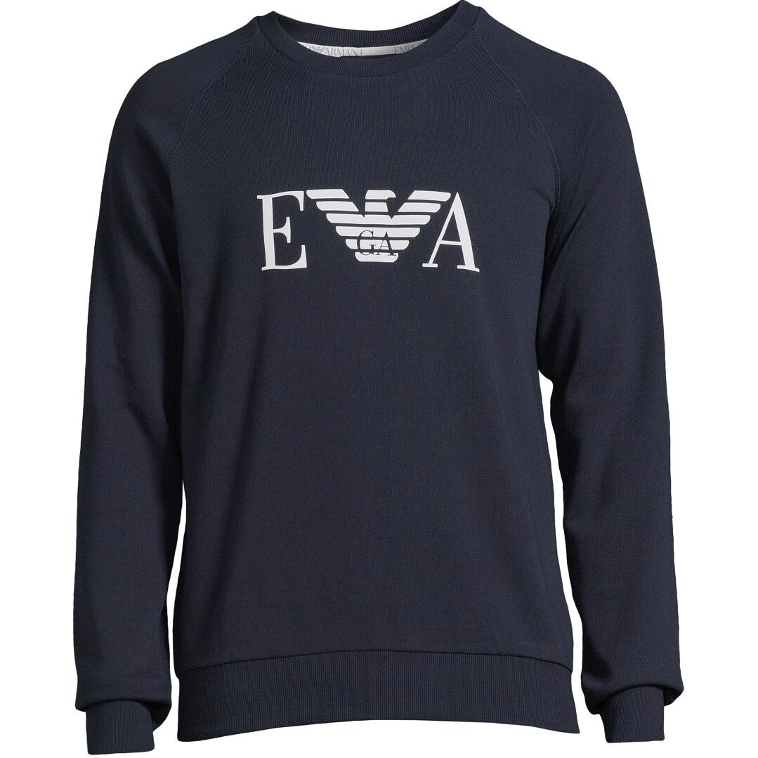 Emporio Armani EA7 Logo Print Long Sleeve Sweatshirt Navy Blue 111936-3R571-00135