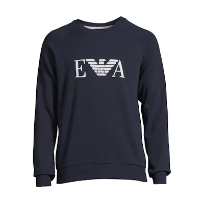 Emporio Armani EA7 Logo Print Long Sleeve Sweatshirt Navy Blue 111936-3R571-00135