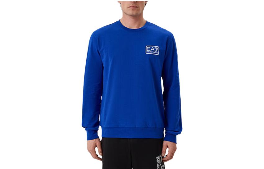 Emporio Armani EA7 Logo Print Long Sleeve Sweatshirt Blue 3LPM04-PJCSZ-1597