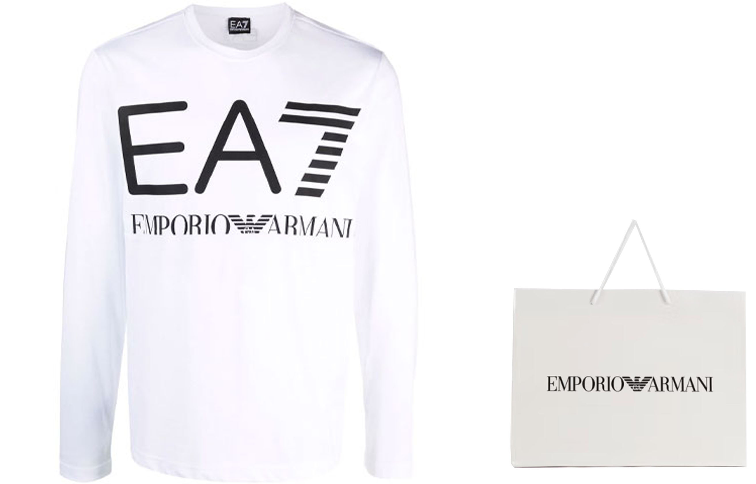 Lookbook エンポリオアルマーニ EA7 ロゴプリント 長袖Tシャツ メンズ FW21 ホワイト 6KPT30-PJ6EZ-1100
