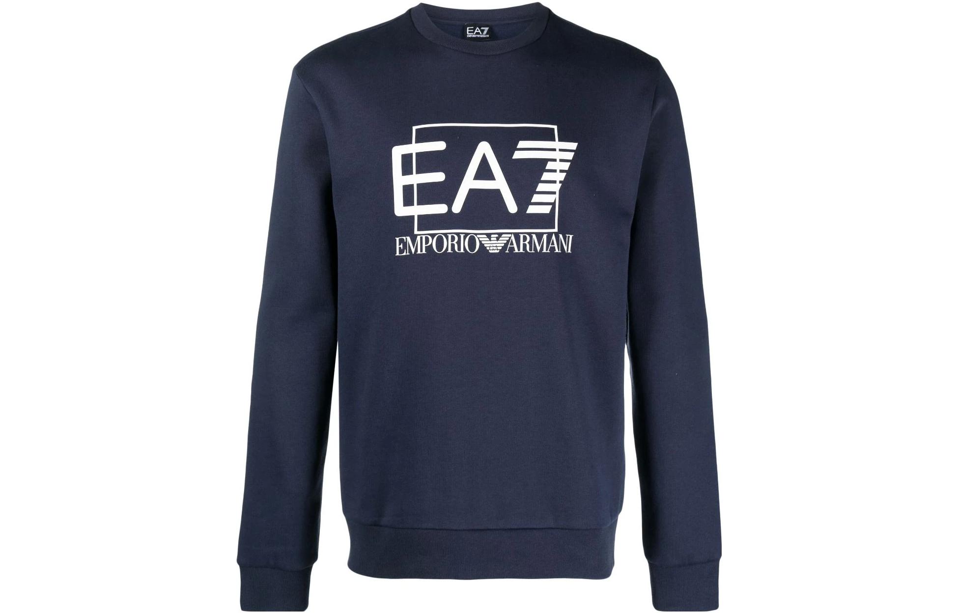 Emporio Armani EA7 Logo Print Navy Blue Crewneck Sweatshirt 3RPM01-PJ07Z-1554