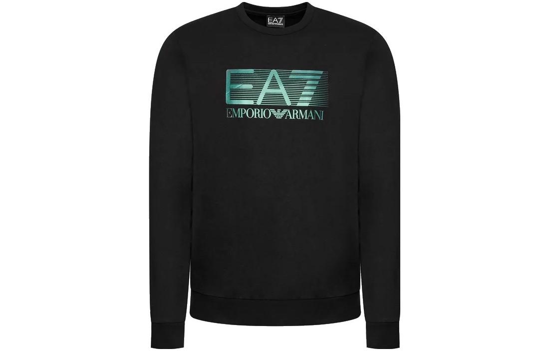 Emporio Armani EA7 Logo Print Pullover Crewneck Sweatshirt Black - SS22 6LPM60-PJ05Z-1200