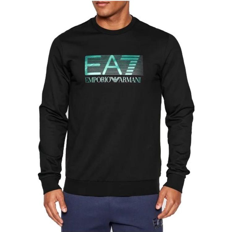 Lookbook 安普里奥·阿玛尼 EA7 标志印花黑色圆领卫衣 - SS22 6LPM60-PJ05Z-1200