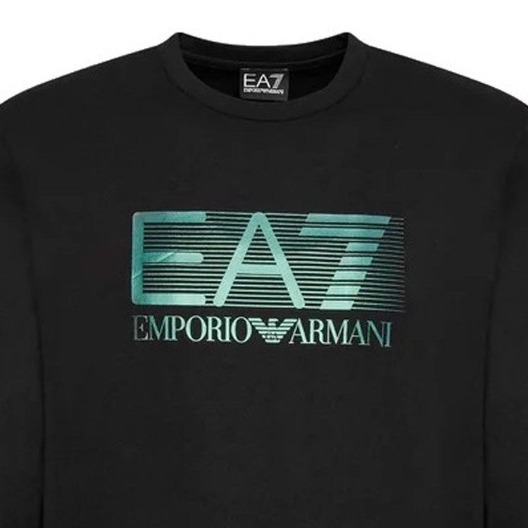 Details for 安普里奥·阿玛尼 EA7 标志印花黑色圆领卫衣 - SS22 6LPM60-PJ05Z-1200